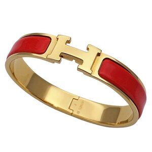 Hermes Bracelet Click H PM Bangle Orange Gold Stylish Cool